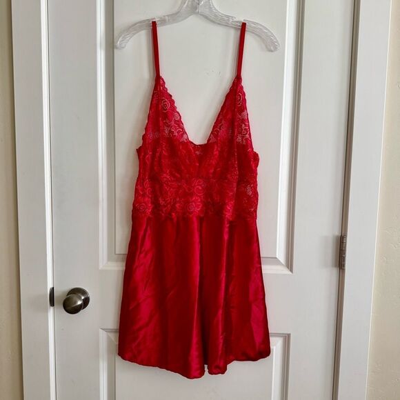 Red Lace Slip Dress - Picture 1 of 4